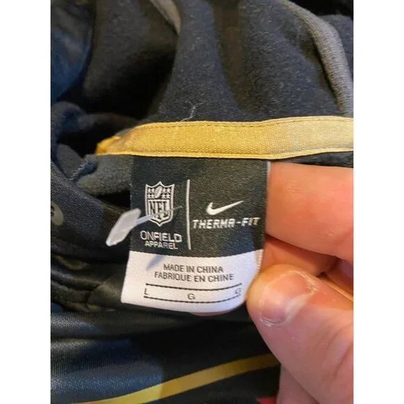 Altanta Falcons hoodie mens large black gray nike therma fit sweatshirt HFL 38 - Picture 3 of 13